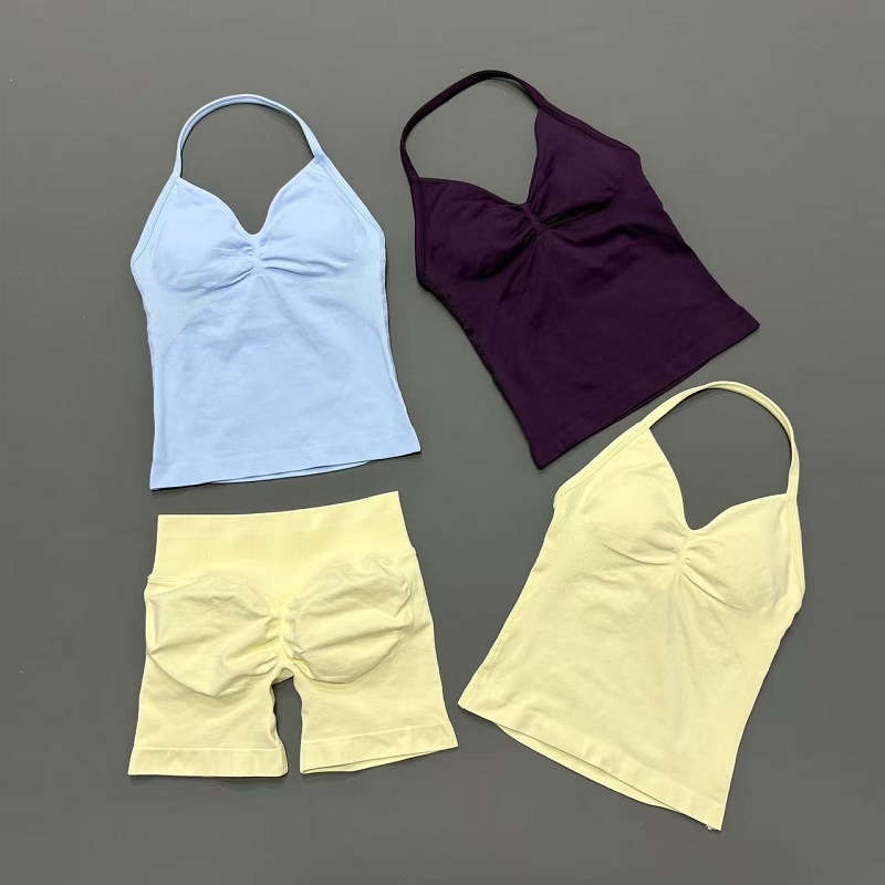 Suspender Tank Top - 2 adet kadın egzersiz seti dikişsiz